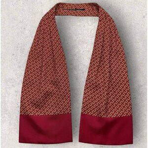 HERMÈS Silk Ascot Cravat FRANCE Red Gold Chain EUC